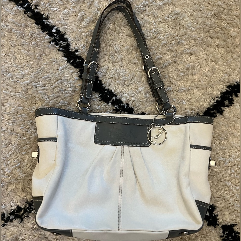 Coach Leather East West Double Strap Shoulder Bag